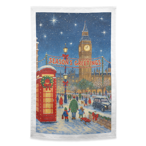 Christmas in London - funny tea towel by Ms Doodle