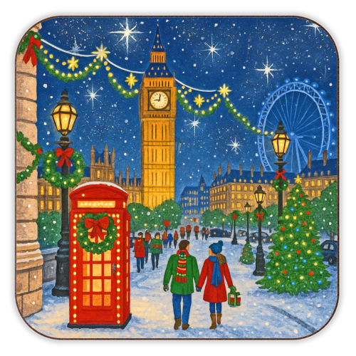 Christmas in London - personalised beer coaster by Ms Doodle