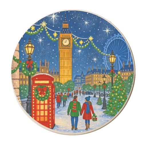 Christmas in London - personalised beer coaster by Ms Doodle