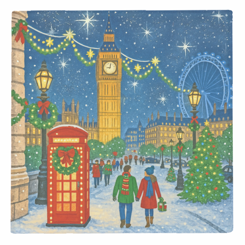 Christmas in London - personalised beer coaster by Ms Doodle