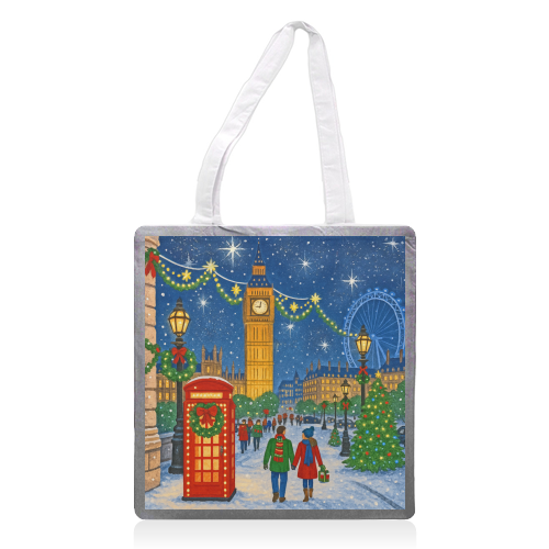 Christmas in London - printed canvas tote bag by Ms Doodle