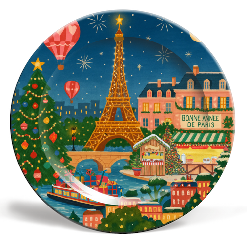 Christmas in Paris - ceramic dinner plate by Ms Doodle