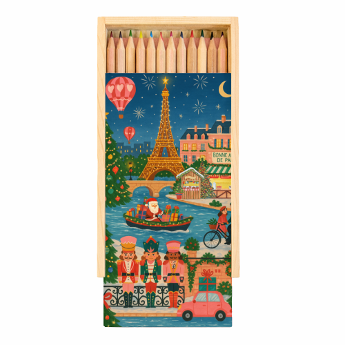 Christmas in Paris - Coloured Pencils with Box by Ms Doodle