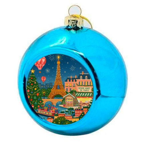 Christmas in Paris - colourful christmas bauble by Ms Doodle