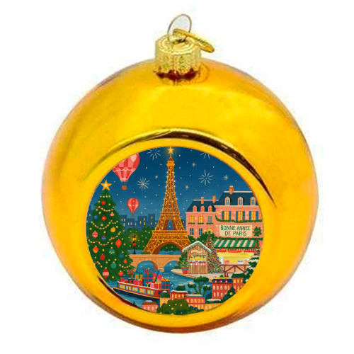 Christmas in Paris - colourful christmas bauble by Ms Doodle