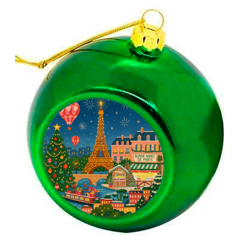 Christmas in Paris - colourful christmas bauble by Ms Doodle