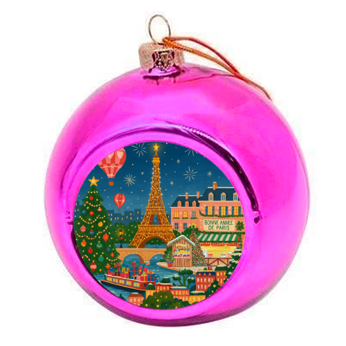 Christmas in Paris - colourful christmas bauble by Ms Doodle