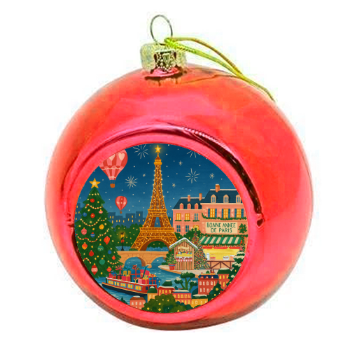 Christmas in Paris - colourful christmas bauble by Ms Doodle