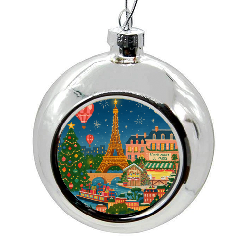 Christmas in Paris - colourful christmas bauble by Ms Doodle