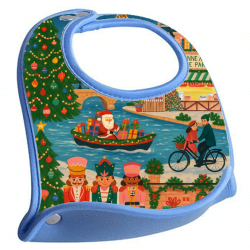 Christmas in Paris - feeding bib by Ms Doodle