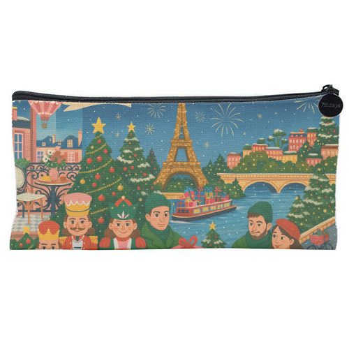 Christmas in Paris - flat pencil case by Ms Doodle