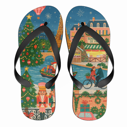Christmas in Paris - funny flip flops by Ms Doodle