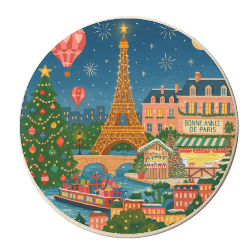 Christmas in Paris - personalised beer coaster by Ms Doodle