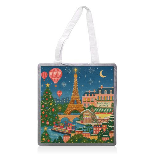 Christmas in Paris - printed canvas tote bag by Ms Doodle