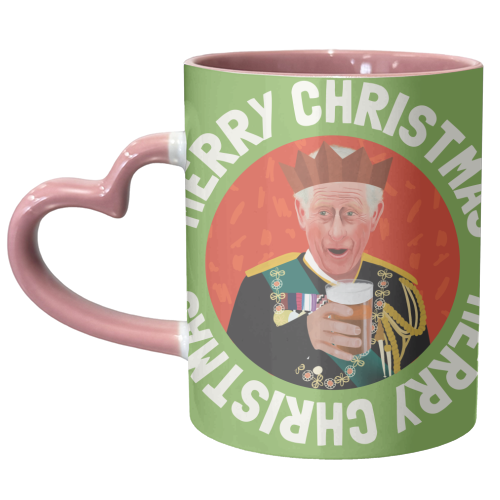 Christmas King Charles Bold Illustration Giftware - unique mug by AbiGoLucky