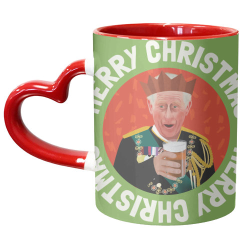 Christmas King Charles Bold Illustration Giftware - unique mug by AbiGoLucky