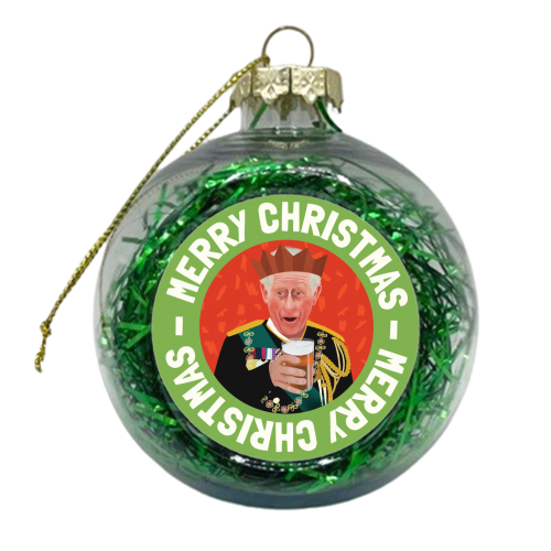 Christmas King Charles Bold Illustration Giftware - xmas bauble by AbiGoLucky
