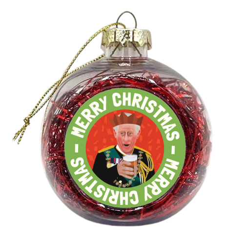 Christmas King Charles Bold Illustration Giftware - xmas bauble by AbiGoLucky