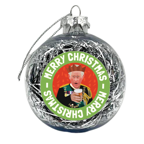 Christmas King Charles Bold Illustration Giftware - xmas bauble by AbiGoLucky