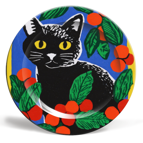 Christmas kitty mood - ceramic dinner plate by DejaReve