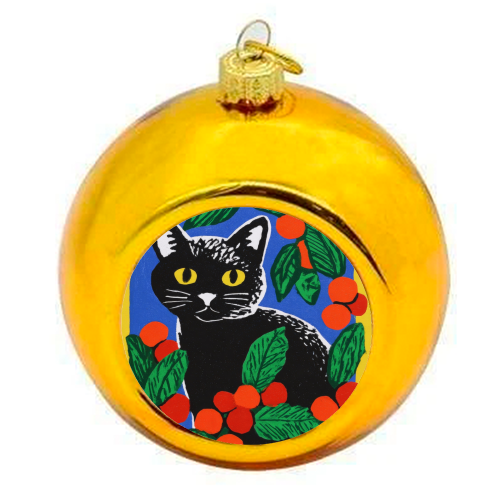 Christmas kitty mood - colourful christmas bauble by DejaReve