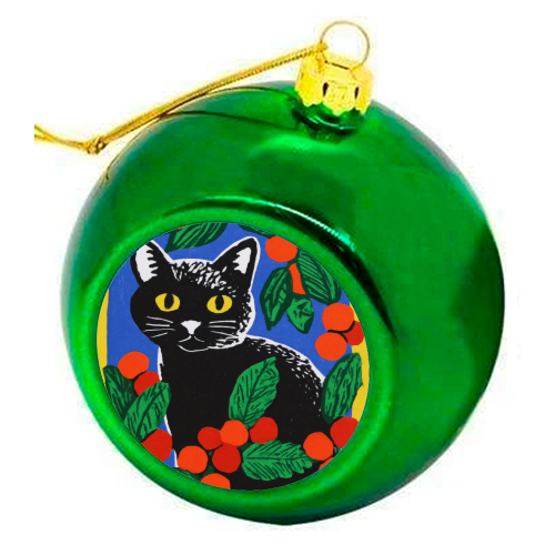 Christmas kitty mood - colourful christmas bauble by DejaReve