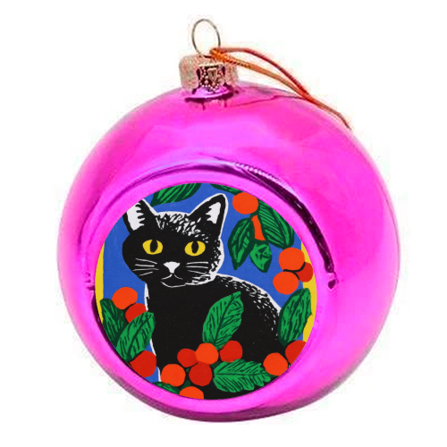 Christmas kitty mood - colourful christmas bauble by DejaReve