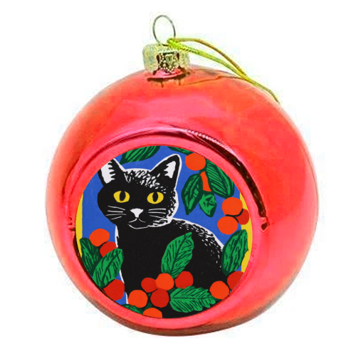 Christmas kitty mood - colourful christmas bauble by DejaReve