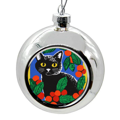 Christmas kitty mood - colourful christmas bauble by DejaReve