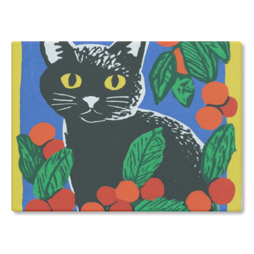 Christmas kitty mood - glass chopping board by DejaReve
