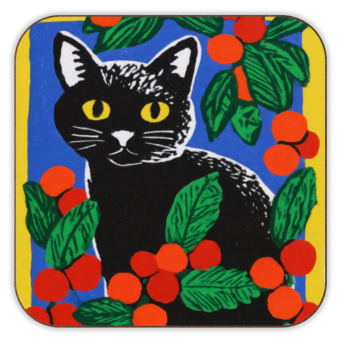 Christmas kitty mood - personalised beer coaster by DejaReve