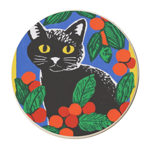 Christmas kitty mood - personalised beer coaster by DejaReve