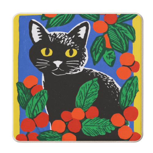 Christmas kitty mood - personalised beer coaster by DejaReve