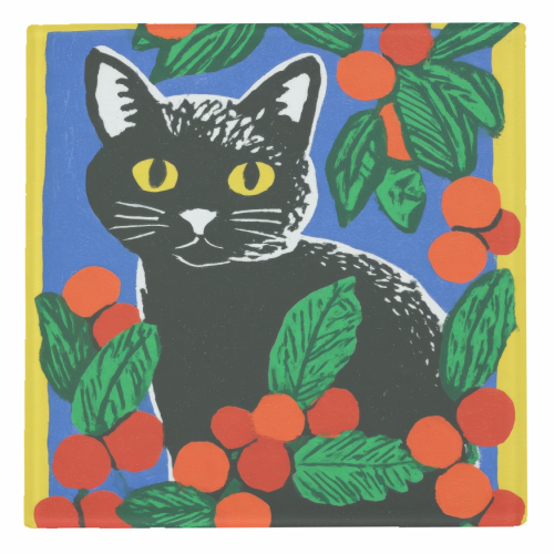 Christmas kitty mood - personalised beer coaster by DejaReve