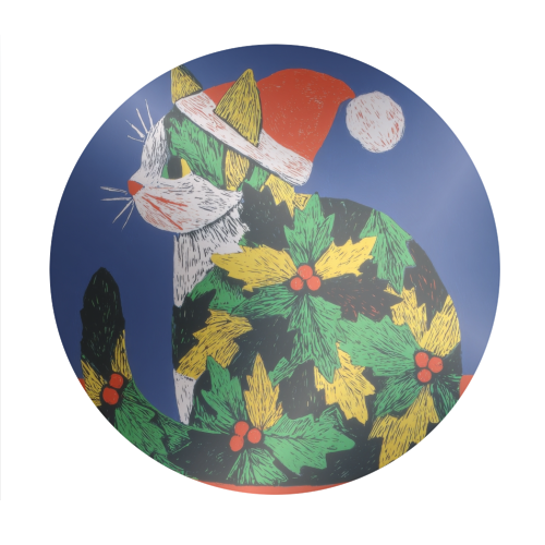 Christmas kitty with hat - Circle Sticker by DejaReve