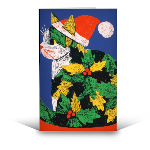 Christmas kitty with hat - funny greeting card by DejaReve