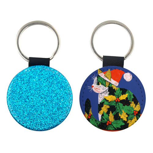 Christmas kitty with hat - keyring by DejaReve