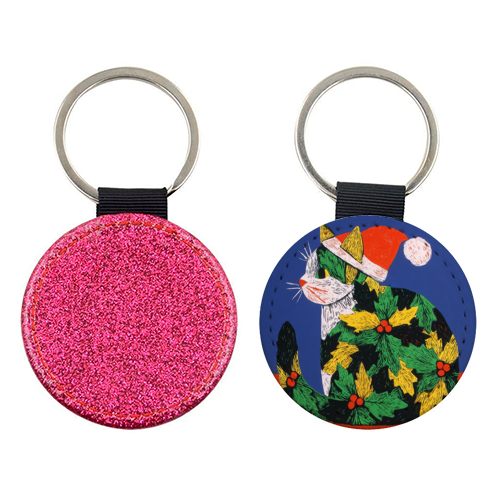Christmas kitty with hat - keyring by DejaReve