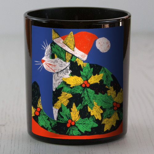 Christmas kitty with hat - scented candle by DejaReve