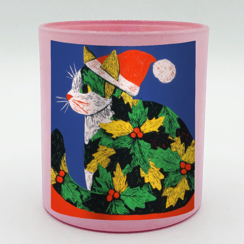 Christmas kitty with hat - scented candle by DejaReve