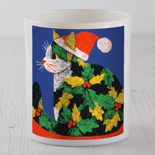 Christmas kitty with hat - scented candle by DejaReve