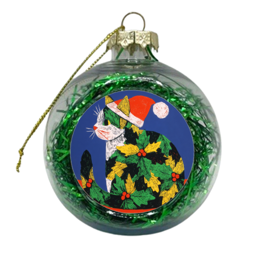 Christmas kitty with hat - xmas bauble by DejaReve