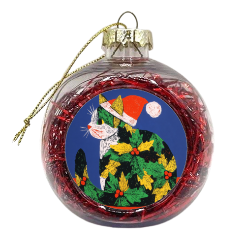Christmas kitty with hat - xmas bauble by DejaReve