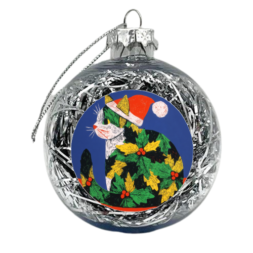 Christmas kitty with hat - xmas bauble by DejaReve