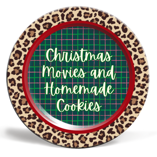 Christmas Movies and Homemade Cookies - ceramic dinner plate by Nida Designs