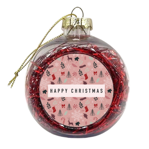Christmas pattern in pink - xmas bauble by The Girl Next Draw