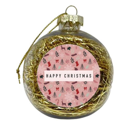 Christmas pattern in pink - xmas bauble by The Girl Next Draw