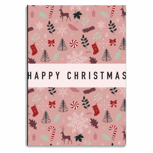 Christmas pattern in pink - personalised A4, A5, A6 notebook by The Girl Next Draw
