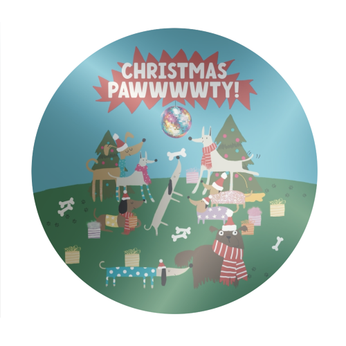 Christmas Pawty Dogs - Circle Sticker by Giddy Kipper