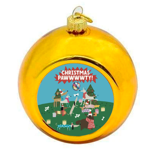 Christmas Pawty Dogs - colourful christmas bauble by Giddy Kipper